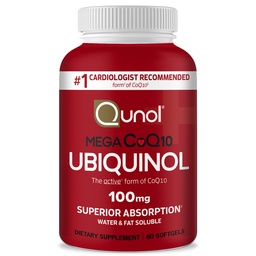 Quhol Ubiquinol CoQ10 100mg Softgels, Mega Ubiquinol 100mg - Superior Absorpsi - Formasi Aktif Koenzim Q10 untuk Tekanan Hati & Kesehatan Tekanan Darah - Tingkat Darah 2 Bulan