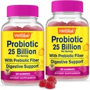 WellYeah (2 Paket 25 Miliar Prograines + Pregities for Men and Women Gummies - Dukungan Digetical Health, Gut Health, Imune Dummere Dummy - Prograin for Digetical Health with 12 Strains - 60 Gummies