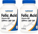 Nutricost Folic Acid (Vitamin B9) 1000 mcg, 240 Capsules (2 Botol)