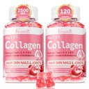 2 Pack Sugar Free Collagen Gummies for Women & Men 124; Hydrolyzed Collagen Peptides for Hair Skin & Nails & Nails 124; MultiCollagen Protein Type I II V X dengan Biotin C 124; Strawberry Flavor, 120 Count