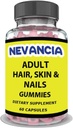 Rambut Dewasa, Skin & Nails Gummies - Biotin 5000 mcg - untuk Pertumbuhan Rambut Lebih Cepat & Healthier, Lebih Kuat Nails, Sehat - untuk Perempuan & Pria - Kekuatan Ekstra, 60 Vegan Gummies
