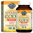 Taman Kehidupan Vitamin D, Vitamin Code Raw D3, Vitamin D 2,000 IU, Suplemen Seluruh Makanan Raw D3 dengan Chlorella, Buah, Vegies & Progories untuk Bone & Imune Kesehatan, 120 Vegetarian Capsules