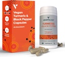 Vegan Turmeric & Black Pepper Capsules (60 Kapsul) - Suplemen Tumerik menangkap 1 sehari - Suplemen untuk Dewasa dan Anak-anak