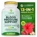 Suplemen Tekanan Darah PurePremium dengan Hawthorn Berry, Hibiscus, Garlic & Vitamin B12 - Nitric Oxide Suplemen untuk Kesehatan Jantung Normal, Dukungan Kesehatan & Darah Sirkulasi - 90ct