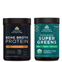 Bubuk Protein Tulang Nutrition Kuno, Salted Caramel, 20 Pelayan + Organik Supergreens Powder, Hijau Flavor, 25 Hamba