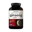 NatureBell Korea Merah Ginseng 2.250mg Per Serving, 240 Softgels 124; Panax Ginseng Root, disunded ke 10% Ginsenosides, Non- GMO, Dukungan Energi, Performance Pria, & Imune System
