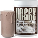Gembira Viking Cookies and Cream Plant Protein Powder, dibuat oleh Venus Williams, 20G Protein, Low Carb, Keto, Vegan, Gluten- Free, Non-GMO, Superfoods, Complete Meal Replacemer, 1 Canister