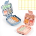 Dynippy Daily Pill Organizer 5 Kompartemen Moicible Portabel Kasus Pil Kecil untuk Pocket Purse Travel Box Portable Medicine Vitamin Oil Hoolder (Blue Pink)