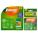 Zyrtec 24 Hour Relief Tablet, Indoor & Outdoor Allergy Medicine dengan 10 mg Cetirizine Hydrochloride Antihistamin, Harga Bundle dari satu, 90 ct Bottle & Tiga, 1 ct Travel Packs