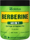 Zolotus Berberine Suplemen 40 dalam 1, dengan Sea Moss, Cinnamon, Milk Thistle, Apple Cider Vinegar, Quercetin, Suplemen Terbaik untuk Immune System, Dibuble & Heart Health