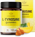 HERBAMA L-Tyrosine Gummies - 100mg L- Tyrosine for Brain Clarity Dukung - Vegan, Non-GMO Energy and Focus Supplemen - 90 Pectin- Based Mango- Flavored Chews