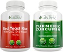 Red Yeast Rice 1200 mg & Niacin + Organic Turmeric Curcumin 700mg & Bioperin Menyediakan 95% Curcuminoid - 240 Vegetarian Capsules