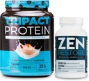 Powder Protein Nutrologi TRIACT, 7-1- Pengganti Meal Shake, Vanilla Latte Cinnamon Flavor (20 Servings) Zen Natural Magnesium Supplemen (30 Pelayan)