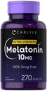 Carlyle Melonatin 10mg 124; 270 Tablet 126; dengan L-Theanine 124; Vegetarian, Non-GMO, Gluten Free Supplemen