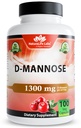 Lab Kehidupan Organik D-Mannose 1300 mg dengan Organik Cranberry Extract 100 mg per Serving - 100 Kapsul - Non-GMO, Gluten- Free, Vegan