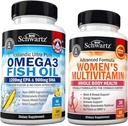 Daily Multivitamin for Women Capsules (1 Pasokan Bulan) Ditambah Triple Kekuatan Omega 3 Ikan Oil Softgels (2 Pasokan Bulan)