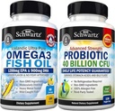 Triple Strength Omega 3 Fish Oil Softgeels (2 Month Supply) Plus 40 Milyar CFU Daily Probiotic Supplemen (2 Bulan)