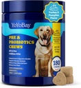Progres for Dogs - 6 Milyar CFUs, Dog Propoles with Pregnotic & Digetical Enzimes for Gut, Imune & Skin Health - Turkey & Labu Flavor, 180 Soft Chews