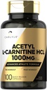 Carlyle Acetyl L- Carnitine HCL 124; 10000mg 124; 100 Capsules 12.4; Advanced Athlete Formula 124; Pre-Workout Suplemen 124; Non-GMO & Gluten Free