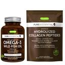 Absorpsi Tinggi Omega- 3 Wild Fish Oil 1360mg & Advanced Hydrolyzed Collagen Peptides Bundle, 100mg EPA & DHA dengan Astaxanthin & 100% Grass Fed Bovine Collagen Federder, oleh Igennus
