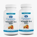 Vitamin D3 Gummies, 2- Pack, 60 Cacah Masing-masing, 2000iu per Serving, Support Immune System dan Bone Health; untuk Anak-anak & Dewasa; Peach, Mangga, Strawberry Flavors