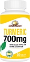 Rise- N- Shine 700 mg dari Curcumin Turmeric dengan Black Pepper - Herbal Suplemen untuk Skin dan Dukungan Gabungan - 30- Day Suppply