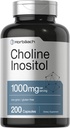Horbaach Chooline Inositol 1000mg Supplemen 124; 200 Capsules = 124; Non- GMO, Gluten Free