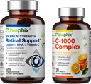 Biophix Retinal Dukung Maksimal Kompleks Formula 100 Capsules - Free C-1000 30 Tablet - Zinc Vitamin C E E Lutein DHA Omegaga- 3 Astaxanthin Hyaluronic Acid - Supports Eye Vision Health