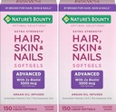 Rambut Bounty Alam, Skin & Nails Rapid Lepaskan Softgel, Argan- Infused Vitamin Suplemen dengan Biotin dan Acid Hayalanic, Supports Rambut, Kulit, dan Kesehatan Nail untuk Perempuan, 150 Cacah (Paket 2)