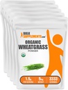 BulkSuppliments.com Organic Wheatgrass Powder - Organic Super Greens Powder, Superfood Suplement - Vegan & Gluten Bebas, 1.5g per Serving, 1kg (2.2 pon) (Paket 5)