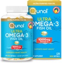 Qunol Omega 3 Fish Oil Mini Softgels, 10000mg Ultra Pure Fish Oil, Heart Health Support, Omega 3 DHA Suplemen, Lemon Flavor, 2 Pasokan Bulan, 120 Count