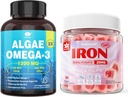 Vegan Iron Gummies & Plant-Based Algae Omega 3 1200 mg Suplemen