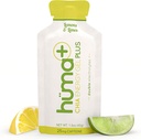 Huma Plus (Double Electrolites) - Chia Energy Gel, Lemon Lime, 24 Gels, 25mg Caffeine - Stomach Friendly, Real Food Energy Gels