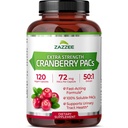 Zazzee Cranberry Pac, 72 mg PAC per Capsule, 2X Kekuatan, 100% Soluble, 120 Vegan Capsules, 50: 1 Ekstraksi, 18.200 mg Kekuatan, Fast-Acting, Effective Tract Suport, Dibuat di Amerika Serikat