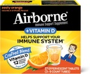 Airborne 750mg Vitamin C dengan Zinc Effervescent Tablet, Suplemen Dukungan Imune dengan powerful Antioksidants Vitamin A C D3 & E - 27 Fizzy Drink Talet, Zesty Orange Flavor