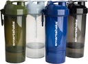 Smartshake O2GO ONE 4- Pack Protein Shaker Bottle 800 ml = 124; 27 oz - Penyimpanan disertakan - O2GO Domes- on Lid - BPA Free - Unist Gray, Army Green, Black, Navy Blue