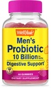 WellyProbiotic Gummies for Men with 10 Billion CFUs, Restore Natural Digetical Saldo, Reduce Gas, Bloating, and Irregularity, Gluten Free, Non- GMO, Vegetarian - 60 Gummies