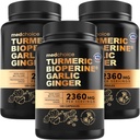 4 -1 Turmeric dan Bawang Putih Suplemen dengan BioPerine - 2360mg Turmeric Ginger Root Capsules dengan Bawang - Tinggi Potensi Herbal Blend (120 ct, Paket 3)