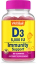 Welly Vitamin D3 5000 IU (125 mcg) Extra Strenght Gummies -for Bone Health, Ammune Booster, Bone and Teeth Support -Non GMO, Gluten Free, Nut Free, Vegetarian -Strawberry Flavor -60 Gummies