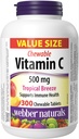 Webber Vitamin C, 300 Dukungan Tropis Gravize Flavor, 500 mg dari Vitamin C Per Tablet, Bones, Teeth, Imune dan Antioksidant, Non GMO, Dairy & Gluten Free