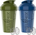 VELOMIX -2 Pack - 20 oz Protein Botol Shaker untuk Protein Mixes - 2x Wire Whilk 124; Leak Proprice Shaker Cups for Protein Shakes and Pra Workout 124; Protein Shaker Squale Pack (Hijau / Biru)