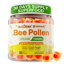 Bee Pollen Organic 1000mg, w / Propolis, Royal Jelly, Sugar Free Bee Pollen Gummies Rich di B-Vitamin, Antioksidants, Amino Acids, Bee Pollen Suplemen Energi, Skin & Imune (1 Paket)