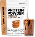 Clean Simple Eats Whey Protein Powder, Chocolate Peanut Butter Flavor Natural Sweetened, 100% Grass Fed Protein Powder with Digetical Enzymes & No Articial Ingredians, Gluten Free, 30 Servings