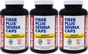 Yerba Prima Fiber Plus Senna Capsules, 180 Count (Paket 3) - 118 Servings of Gentle Overnight Relief, USA Made, Non-GMO, for Short- Term Gunakan untuk Mengembalikan Regularitas