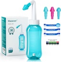 Neti Pot Sinus Rinse Bottle Nose Wash Pressure Rinse Nasal Irrigation for Adult & Kid BPA Free 300 ML dengan 30 Nasal Wash Salt Paquet and Sticker Thermometer
