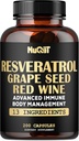 Trans Resveratrol Supplemen Red Wine Extract, Kompleks Manajemen Tubuh & Kebal - Echinacea, Bulb Bawang, Berberine HCI, Milk Thistle & Lebih - 200 Capsules untuk 100 pelayan
