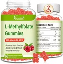L-Methylfolat 15 mg Gummies dengan Metil B12, Pengaruh Floid untuk Mood, Kesehatan Otak, Dukungan Imune, Raspberry Flavor, 120 Count