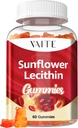Mie Lesit Sunflower 800mg - Vegan, Non- GMO, Soy- Free & Gluten- Free - Dukung Nutrition Harian, Easy- Digest Chews for Wowts, Lactation Supplemen Lactation, Natural Wellness Dukungan - 60 Vegan Gummy