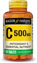 MASON NATURAL Vitamin C 500 mg - Mendukung Sistem kekebalan tubuh yang sehat, Antioksidan Escalypnutrient, 100 tablet