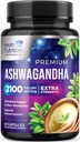 Suplemen Ashwagandha - 2100mg Ashwagandha Capsule untuk Perempuan & Pria, Dukungan Antioksidant Alam, Ekstra Root Ekstra Ekstra Dukungan Tenang dengan Pepper Hitam, Vegan & Gluten Bebas - 60 Capsules